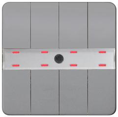 Выключатель кнопочный UP 245/75 DELTA profil, четверной (8 кнопок), с LED-индикацией и терморегулятором, серебрянный (active, BTI, требует BTM UP 117) - 5WG12452AB75 - 5WG1245-2AB75