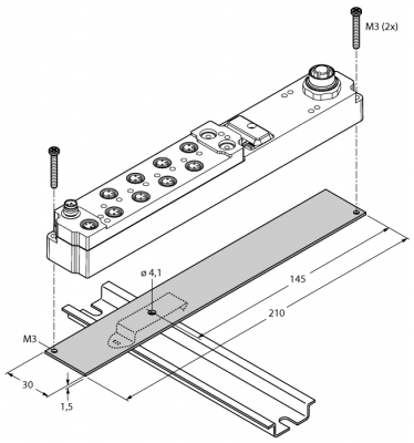 piconet® - АксессуарыМонтажная панель для коммутационных и индивидуальных модулей на DIN рейку (длина 210 мм) - S-BKT0