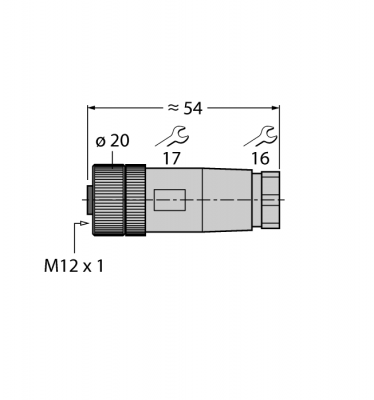 Круглый разъем M12 x 1Розетка, прямая, под индивидуальные требования - B8151-0/9