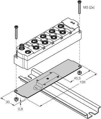 piconet® - АксессуарыМонтажная панель для модулей расширения на DIN рейку (длина 126 мм) - S-BKT2