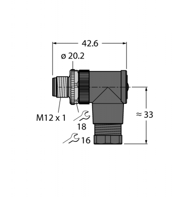 Круглый разъем M12 x 1Вилка, угловая, под индивид. требования - BS8251-0/9
