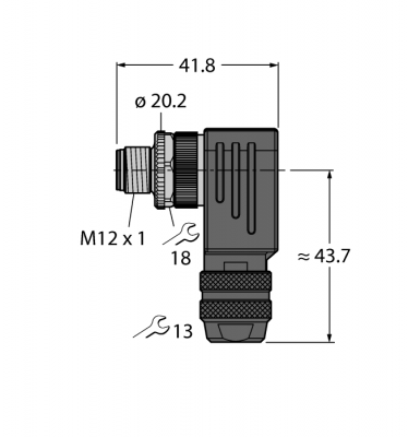 Круглый разъем M12 x 1Вилка, угловая, под индивид. требования - BMSWS8251-8,5