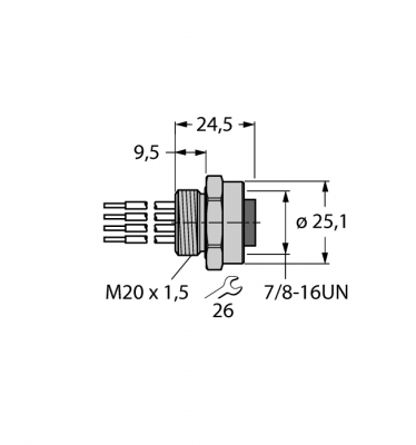 Аксессуары для полевых шинФланцевые соединители - RKFV48-0,3M/M20/C1117