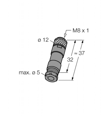 M8 x 1 / O8 мм соединитель круглыйРозетка, прямая, под индивидуальные требования - B5141-0