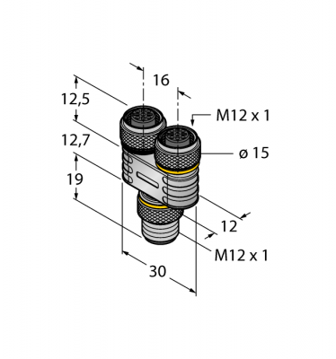 Соединительная системаY-разветвитель с кабелем, вилка M12 x 1 - 2 x розетки M12 x 1 - YB2-FSM5-2FKM5.4-P7X3