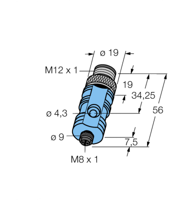 Принадлежности для кабелей приводов/датчиковпереходник от разъема 'папа' М 12х1 к разъему 'мама' М 8х1 - FSM3-SKP3