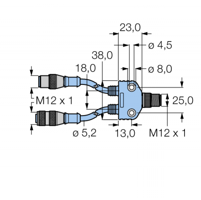 Аксессуары для полевых шинPROFIBUS Y-разветвитель, полное экранирование, 12 Mбит/с, 2 x 0.5 м - VB2-FSW/RSSW-RKSW455-0,5M-0,5M
