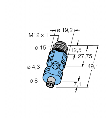 Принадлежности для кабелей приводов/датчиковпереходник от разъема 'мама' М 12х1 до разъема 'папа' O 8мм - FKM3-ESP3S