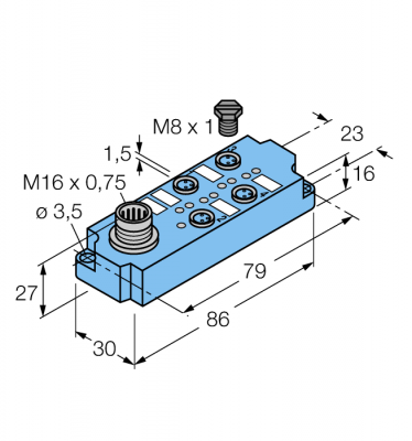 система соединения привода/датчика, М8 х 1/O 8мм4 портовая корбка, разъем М8х1, М 12х1 - 4MBM8-4P3