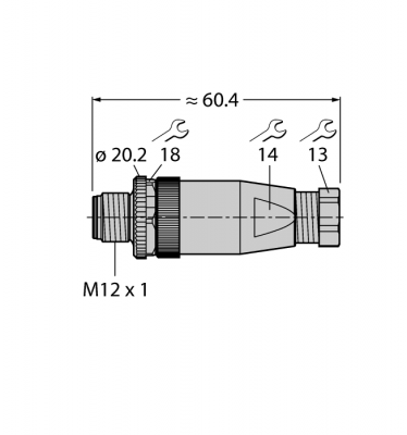Круглый разъем M12 x 1Вилка, прямая, под индивидуальные характеристики - BS8151-0
