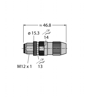 Круглый разъем M12 x 1Разборный соединитель, прямой - HAS8141-0