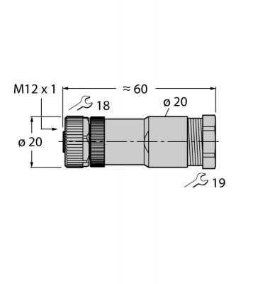Круглый разъем M12 x 1Розетка, прямая, под индивидуальные требования - VBB8141-0