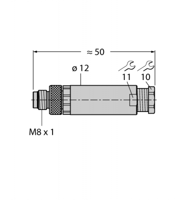 M8 x 1 / O8 мм соединитель круглыйВилка, прямая, под индивидуальные характеристики - BS5143-0
