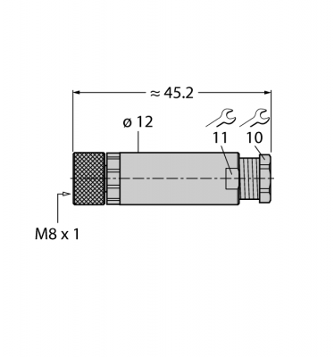 M8 x 1 / O8 мм соединитель круглыйРозетка, прямая, под индивидуальные требования - B5133-0