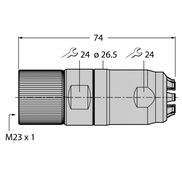 Круглый разъем M23 x 1Розетка, прямая, под индивидуальные требования - FW-M23KU17O-G-CP-ME-SH-14.5