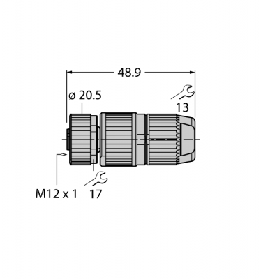 Круглый разъем M12 x 1Розетка, прямая, под индивидуальные требования - HA8141-16