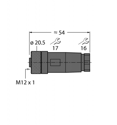 Круглый разъем M12 x 1Розетка, прямая, под индивидуальные требования - B8141-0