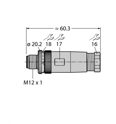 Круглый разъем M12 x 1Вилка, прямая, под индивидуальные характеристики - BS8181-0