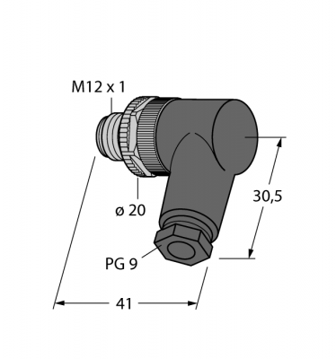 Круглый разъем M12 x 1Вилка, угловая, под индивид. требования - BS8281-0
