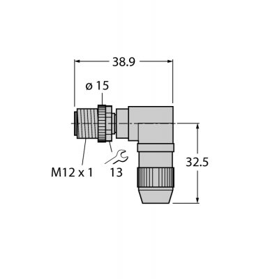 Круглый разъем M12 x 1Разъем 'папа', угловой, настраиваемый - HAS8241-0