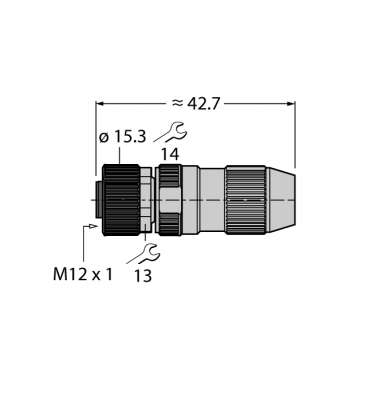 Круглый разъем M12 x 1Розетка, прямая, под индивидуальные требования - HA8141-0