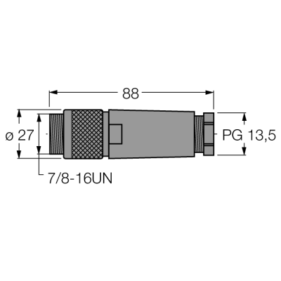 Круглый соединитель 7/8'Вилка, прямая, под индивидуальные характеристики - BS4141-0/13.5