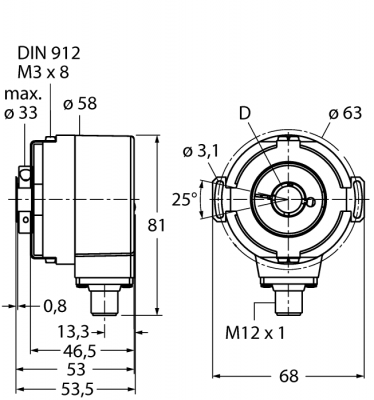 Измерение характеристик вращенияАбсолютный энкодер/ single-turn - RS-31H12E-3C13B-H1181