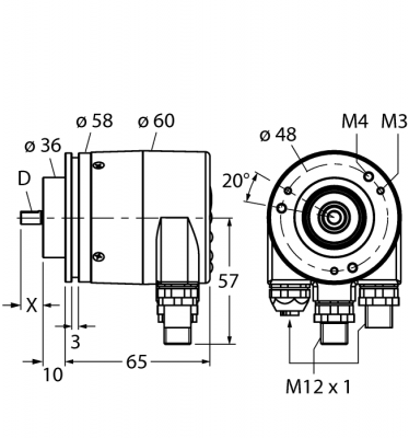 Измерение характеристик вращенияАбсолютный энкодер/ single-turn - RS-25S10C-9A16B-R3M12