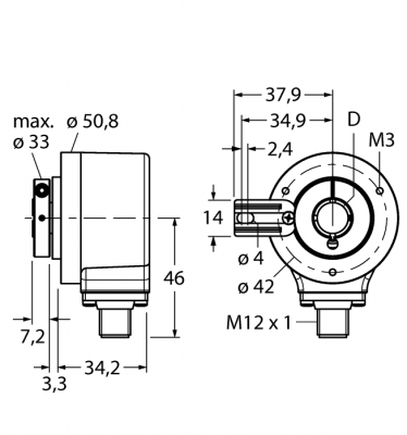 Измерение характеристик вращенияИнкрементальный энкодер - Ri-12H15T-2B2500-H1181