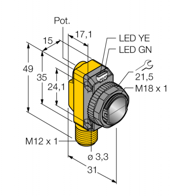 Фотоэлектрический датчикРетро-рефлективный лазерный датчик с поляризационным фильтром - QS18VP6LLPQ8