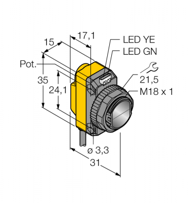 Фотоэлектрический датчикРетро-рефлективный лазерный датчик с поляризационным фильтром - QS18VP6LLP
