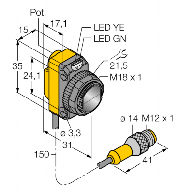 Фотоэлектрический датчикРетро-рефлективный лазерный датчик с поляризационным фильтром - QS18VP6LLPQ5