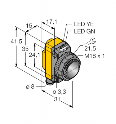 Фотоэлектрический датчикРетро-рефлективный лазерный датчик с поляризационным фильтром - QS18VP6LLPQ7