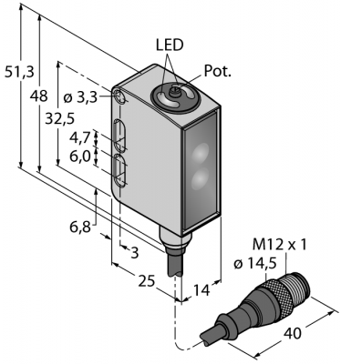 Фотоэлектрический датчикReflexionslichttaster mit einstellbarer Hintergrundausblendung - QM26VPAF200Q5