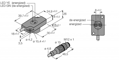 Индуктивный датчик (радиальный)Комплект мониторинга для сварочных клещей - NI1,5-KSR26R-2AD4X2-0,2-RS4.4T/S34