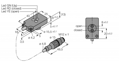 Индуктивный датчик (аксиальный)Комплект мониторинга для сварочных клещей - NI1,5-KS13A-2AP6X3-0,2-RS4.4T/S34