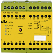 Реле безопасности PNOZ X – E-STOP, защитная дверь, световая решетка - PNOZ 8 110VAC 3n/o 1n/c 2so - 774764