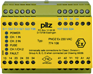 Реле безопасности PNOZ X – E-STOP, защитная дверь, световая решетка - PNOZ EX 230VAC 3n/o 1n/c FM/USA - 774108