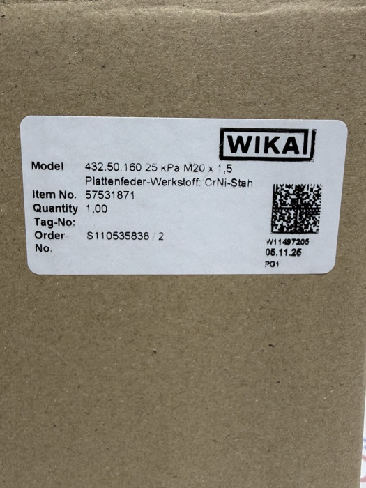 WIKA 432.50.160 25 kPa M20 x 1.5 