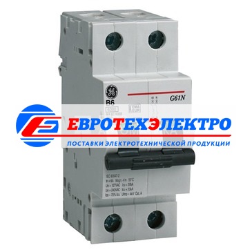 GE 674708 G61NB20 Модульный автоматический выключатель Серия G60 Redline, макс. откл. способность 6000А (МЭК 898), 1P+N/ 2мод.(18мм), характеристика откл. В (3 - 5 крат. I ном.), Iн=20А, U=240В АС