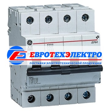 GE 681661 EP64K40 Модульный автоматический выключатель Серия EP60 ElfaPlus, макс. откл. способность 6000А (МЭК 898), 4P/ 4мод.(18мм), характеристика откл. К (8 - 12 крат. I ном.), Iн=40А, U= 415В АС , прозрачное окошко для паспортной таблички, возможно по