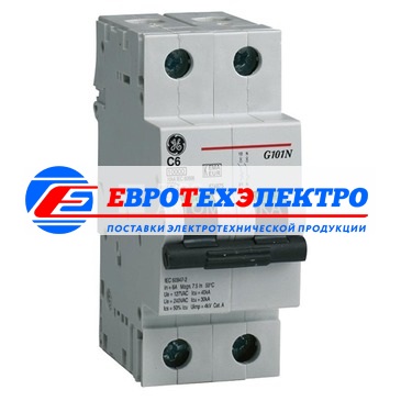 GE 674885 G101NC63 Модульный автоматический выключатель Серия G100 Redline, макс. откл. способность 10000А (МЭК 898), 1P+N/ 2мод.(18мм), характеристика откл. С (5 - 10 крат. I ном.), Iн=63А, U=240В АС