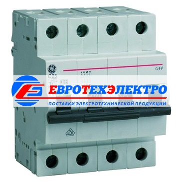 GE 674585 G44B06 Модульный автоматический выключатель Серия G40 Redline, макс. откл. способность 4500А (МЭК 898), 4P/ 4мод.(18мм), характеристика откл. В (3 - 5 крат. I ном.), Iн=6А, U= 415В АС