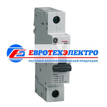GE 674610 G61C50 Модульный автоматический выключатель Серия G60 Redline, макс. откл. способность 6000А (МЭК 898), 1P/ 1мод.(18мм), характеристика откл. С (5 - 10 крат. I ном.), Iн=50А, U= 240В АС