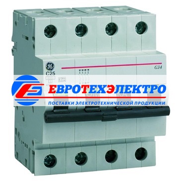 GE 674440 G34C40 Модульный автоматический выключатель Серия G30 Redline, макс. откл. способность 3000А (МЭК 898), 4P/ 4мод.(18мм), характеристика откл. С (5 - 10 крат. I ном.), Iн=40А, U= 415В АС