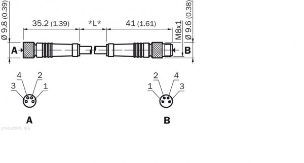 Plug connectors and cables / Connection cable (male connector-female connector) - DSL-0804-G03M - 6051283