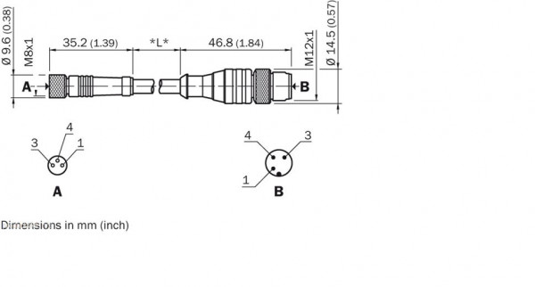 Plug connectors and cables / Connection cable (male connector-female connector) - DSL-8203-G0M6 - 6022570