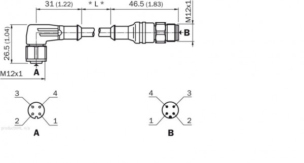 Plug connectors and cables / connection cables with female connector and male connector - DSL-1204-B0M6N - 6028197