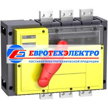 ВЫКЛЮЧАТЕЛЬ-РАЗЪЕДИНИТЕЛЬ INV1000 3П КРАСНАЯ РУКОЯТКА/ЖЕЛТАЯ ПАНЕЛЬ