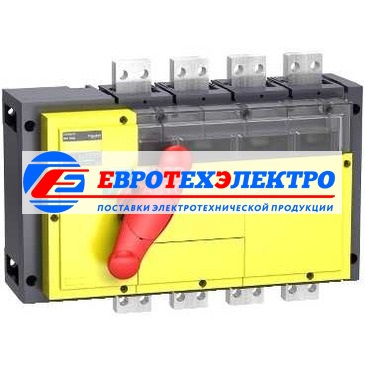 ВЫКЛЮЧАТЕЛЬ-РАЗЪЕДИНИТЕЛЬ INV1600 4П КРАСНАЯ РУКОЯТКА/ЖЕЛТАЯ ПАНЕЛЬ